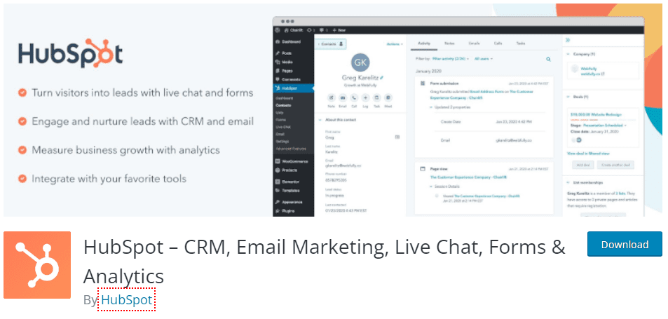 Hubspot Wordpress plugins for blogs